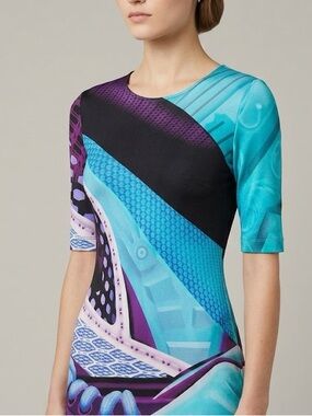 Artsy Print Mary Katranzou short sleeve silk dress